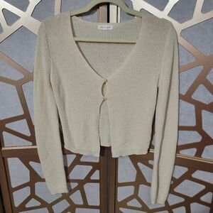 BLU PEPPER Ivory Open Knit Cardigan Sweater